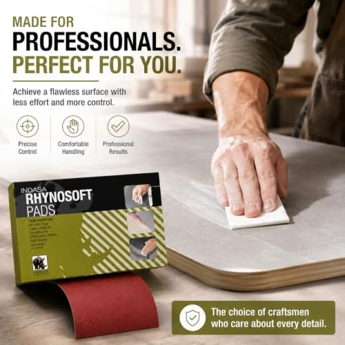 Indasa Rhynosoft Foam Sanding Pads - 4.5" x 5.5", Hook and Loop, 2000 Grit, Redline, Flexible,Tear-Resistant,Ideal for Automotive, Wood, & Finishing (Pack of 20 Pads)
