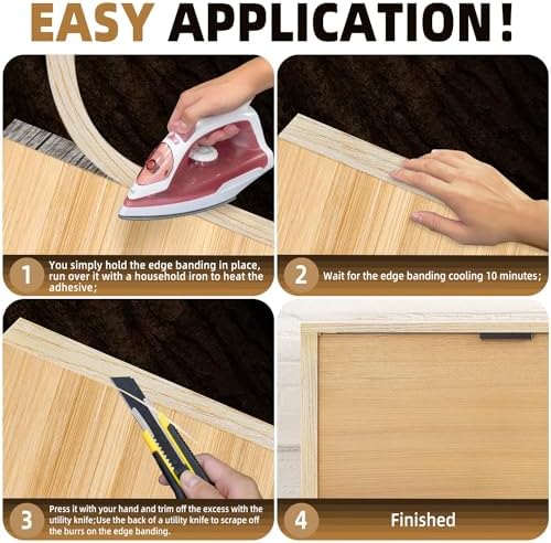 GSCIT Club Oak Wood Veneer, 12 inch x 15ft Wood Edge Banding Pre-glued Flexible, Veneer Tape Banding for Cabinet Repair Furniture Restoration