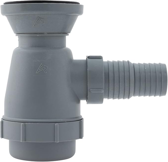 Ambassador Marine - 2 inch Drain, Trap Sink Drain, 1-1/4 inch & 1-1/2 inch Hose Barb, w/Chain Stopper - Brushed Finish - S00-0109-BP-W