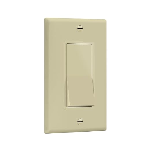 ENERLITES Decorator On/Off Paddle Switch with Wall Plates, Single Pole, 3 Wire, Grounding Screw, Residential Grade, 15A 120V/277V, UL Listed, 91150-IWP-10PCS, Ivory (10 Pack)