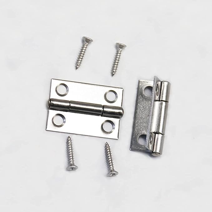 10pcs 304 Stainless Steel 1-inch Folding Butt Hinges Small Hinges Mini Door Hinges for Case Wooden Jewelry Box Lid Crafts (25mm x 18.5mm x 0.8mm)