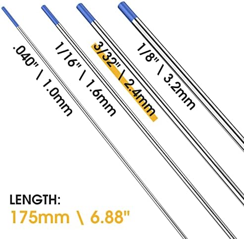 TOOLIOM EWLa-2 TIG Tungsten Electrodes, Blue, 3/32 x 7 in, 10 Pack