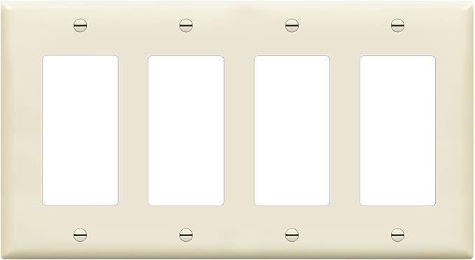 ENERLITES Decorator Light Switch or Receptacle Outlet Wall Plate, Gloss Finish, Size 4-Gang 4.50" x 8.19", Unbreakable Polycarbonate Thermoplastic, UL Listed, 8834-LA, Light Almond
