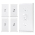 ELEGRP 3 Way Toggle Light Switch with Plate, 15 Amp, 120 V, Toggle Framed AC Quiet Switch, in Wall On/Off Switch, Self-Grounding, Residential and Commercial Grade, UL Listed (5 Pack, Glossy White)