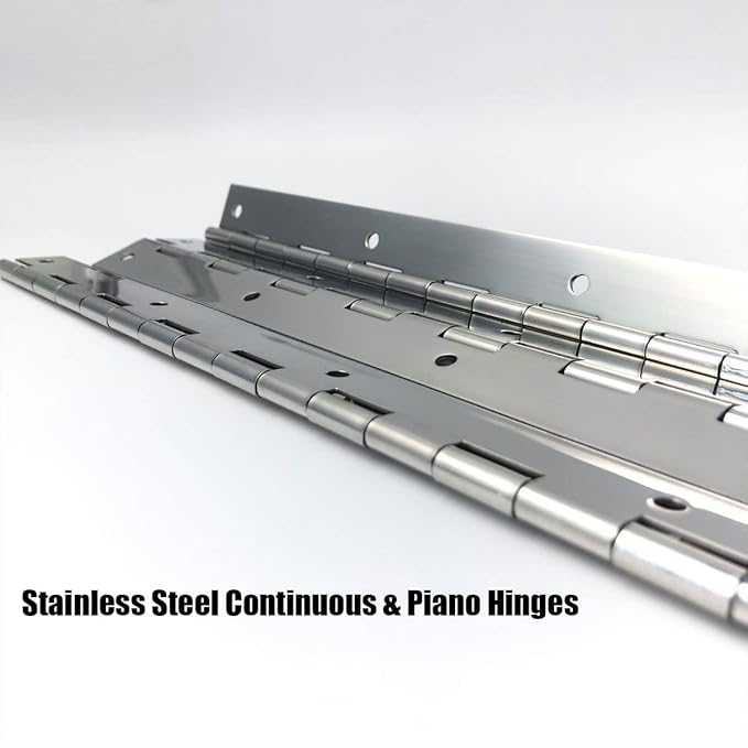 4PCS 18Inch Continuous & Piano Hinges, Heavy Duty Stainless Steel Piano Hinge, Smooth Polished Folding Continuous Hinge, 0.04inch Leaf Thickness, 1.2inch Open Width