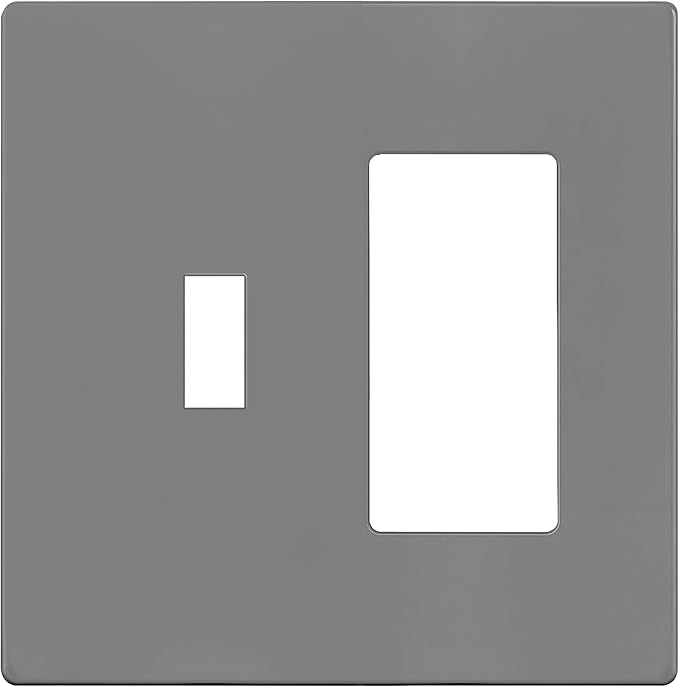 ENERLITES Combination Toggle Light Switch/Decorator Light Switch Plate, Double Switch Wall Plate, Standard Size 2-Gang 4.68" x 4.73", Polycarbonate Thermoplastic, Gloss Finish, SI881131-GY, Gray