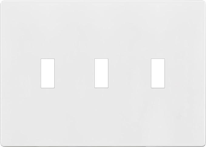 ENERLITES Screwless Triple Toggle Switch Wall Plate, Child Safe Light Switch Cover, Standard Size 3-Gang 4.68" x 6.53", Unbreakable Polycarbonate Thermoplastic, UL Listed, SI8813-W, Glossy, White