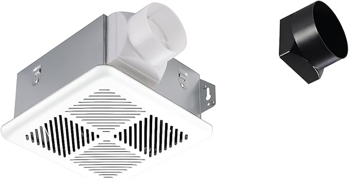 Tech Drive Very Quiet Bathroom Exhaust Fan - 60 CFM/50 CFM, 3&4-Inch Duct Included, No Attic Access Needed, Energy Star, Easy to Install, Ceiling Mounted for Bathrooms Up to 55 Sq. Ft, White