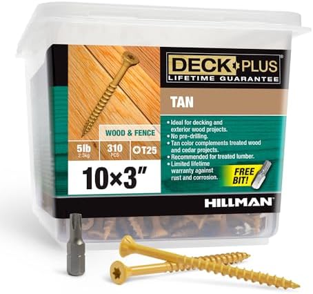 Deck Plus Wood Screws, #10 x 3in, 5lb Box 310 Pieces, Tan