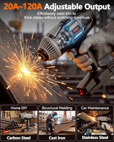 20-120A Welder, ±1A Precision Portable Welding Machine, 110V Portable Welder Handheld, IGBT Inverter Portable Welder, Stick Welder, 30pcs Rods & Carrying Case, Mechanic Gift for Men, Grey