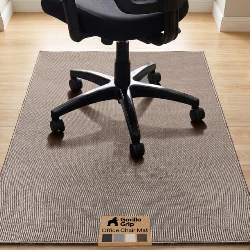 GORILLA GRIP Office Chair Mat for Hard Floors, Under Desk Rug, 46x34 Brown