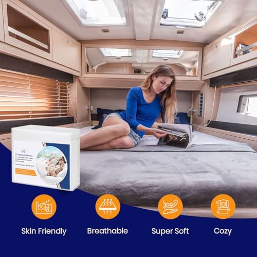 JS Sanders V Berth Boat Sheet 3 Pcs 600 TC Egyptian Cotton,Dark Gery