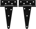 HILLMASTER 8 Inch T-Strap Heavy Duty Shed Door Hinges Gate Strap Hinges Black Tee Hinge Wrought Hardware for Wooden Fences,Yard,Barn Door,Rustproof (2 Pack)