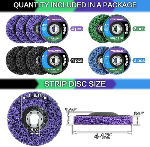 12-Pack Paint Stripper Discs for Angle Grinder, 4-1/2" x 7/8" - Multi-Surface Rust, Paint, and Oxide Removal Wheels for Metal and Wood