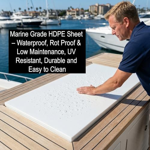 White HDPE Sheet 24x48 (6mm) 1/4" Thick, Marine Board HDPE Plastic Sheet, Waterproof UV Resistant for Boat Board, Workbench Top, DIY Projects, Outdoor Construction, Garage Liner and Utility Pad