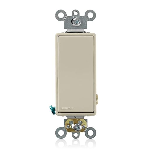 Leviton 20 Amp, 120/277 Volt Decora Plus Rocker Single-Pole AC Quiet Switch, 5621-2I, Ivory
