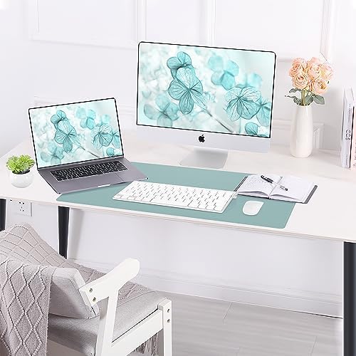 AFIING Cork Desk Mat, 31.5" x 17", Light Blue,Desk pad Protector