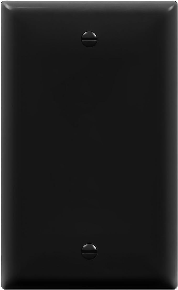 ENERLITES Blank Device Wall Plate, Gloss Finish, Standard Size 1-Gang 4.50" x 2.76", Polycarbonate Thermoplastic, 8801-BK, Black