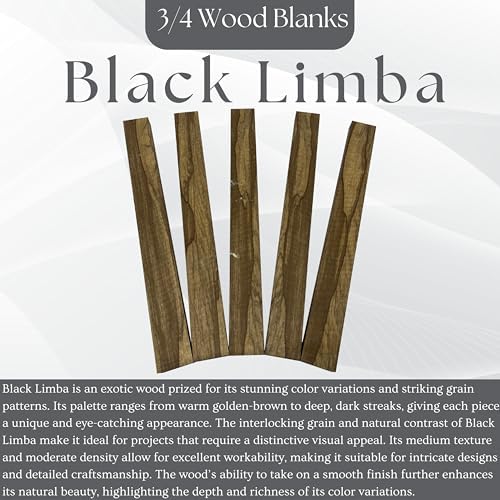 Exotic wood zone Black Limba Lumber Board - Exotic Hardwood Plank for Woodworking, DIY Projects, Cutting Boards, Cabinetmaking - Wood Lumbers, Exotic Lumbers (5, 3/4" x 2" x 30")