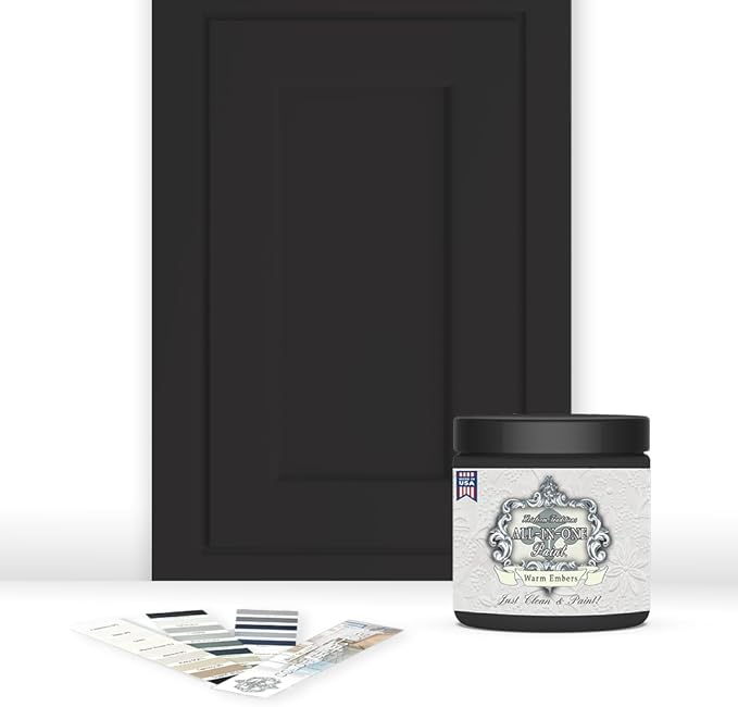 ALL-IN-ONE Paint by Heirloom Traditions, Warm Embers (Warm Black), 8oz Sample - Durable cabinet and furniture paint. Built in primer and top coat, no sanding needed. Includes our 30 featured color
