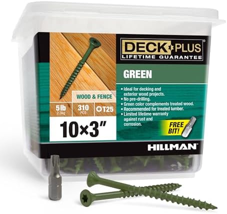 Deck Plus Deck Screws, #10 x 3in, 310 Pieces,5 Lb Box, Green