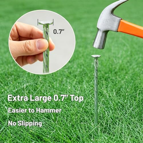10 Inch Galvanized Landscape Spikes, Spiral Ground Stakes，32 Pack