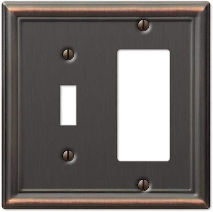 Amerelle 149TRDB Chelsea Wallplate, 1 Toggle / 1 Rocker, Steel, Aged Bronze, 1-Pack