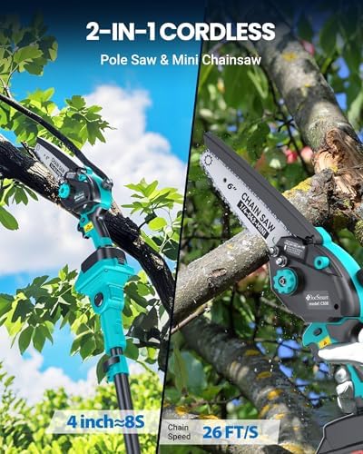 Electric Pole Saws for Tree Trimming, Brushless Mini Chainsaw