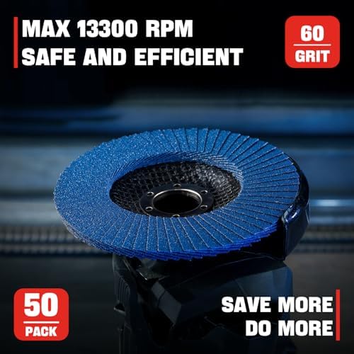 50 Pack 4 1/2 Inch Flap Disc Angle Grinder Sanding Disc Type 29 Flap Discs Premium High Density Jumbo 60 Grit Flap Sanding Disc (Type 29-40 grit)