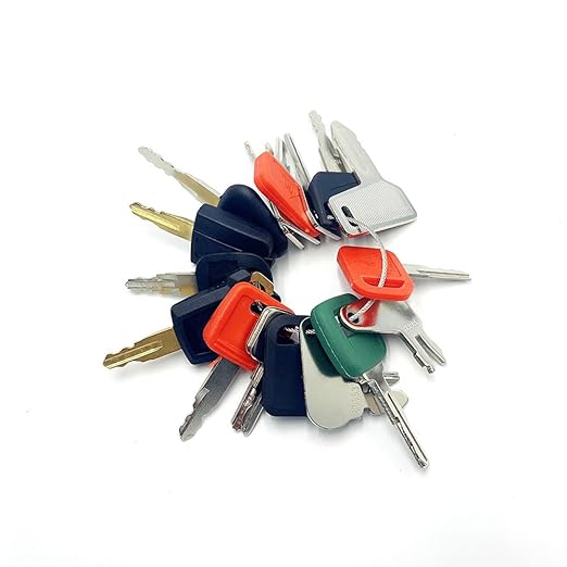 18PCS Heavy Construction Equipment Keys Set,Machinery Operator Ignition Keys Compatible with JD Volvo Caterpillar JCB Case Takeuchi Genie Bobcat Hitachi JLG Toyota