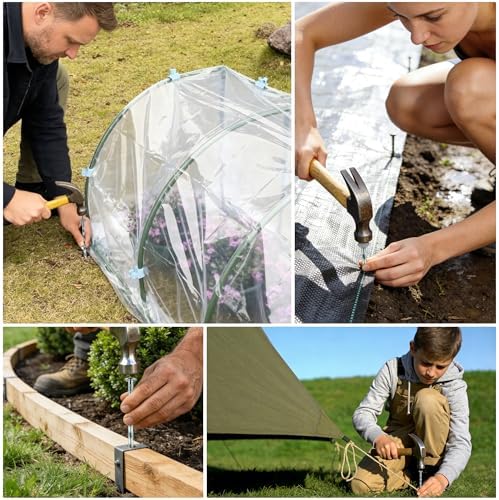 10 Inch Heavy Duty Landscape Stakes, 10 Pack Galvanized Spiral Artificial Turf Nails for Paver Edging, Weed Barriers, Lawn