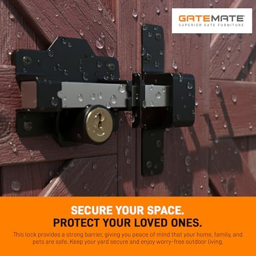 GateMate 2 ¾” Double Locking Long Throw Gate Lock 5 Keys Included, Stainless Steel, High Durability, Ideal for Gates and Doors, Corrosion-Resistant.