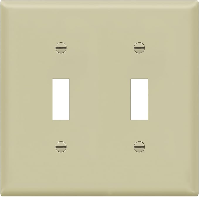 ENERLITES Toggle Light Switch Wall Plate, Gloss Finish, Size 2-Gang 4.50" x 4.57", Unbreakable Polycarbonate Thermoplastic, 8812-I, Ivory