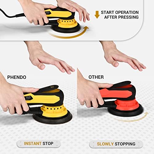 Electric Random Orbital Sander Brushless 350W 3A Multi-function Variable Speed Corded Orbital Sanders Machine For Woodworking, Car, Drywall Sanding, Polishing…