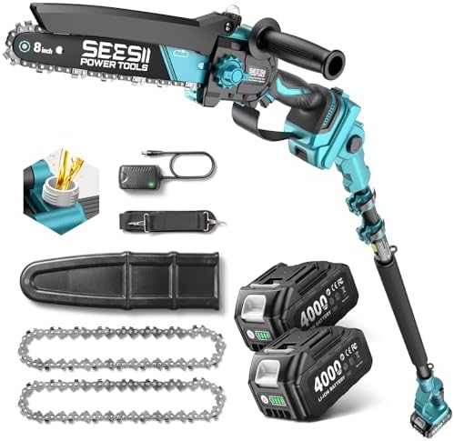 SEESII 2-in-1 Electric Pole Saws 8 Inch for Tree Trimming, Brushless Motor