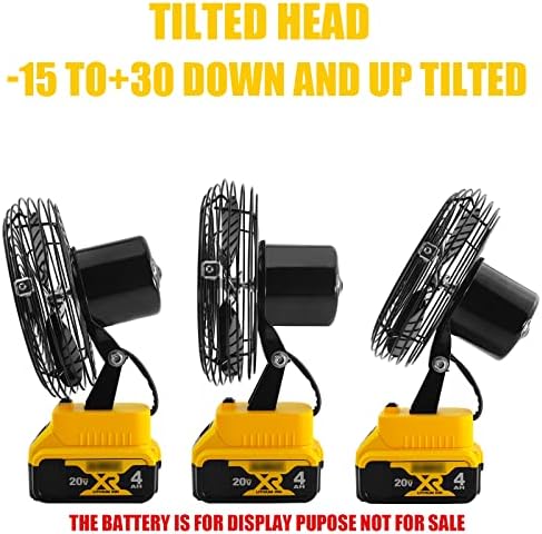 Portable Outdoor Sleek Jobsite Cordless Fan Compatible with DeWalt, Bucket Indoor Fans Operated Powered by DeWalt 20V Max Battery, Blow Heat and Cooling at Work,Tool Only