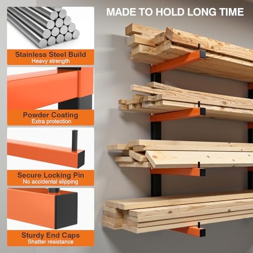 Housolution 4-Level Lumber Storage Rack - 4 Pack Holds Up 520LBS