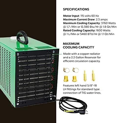 PowerCool W350 TIG Welding Torch Cooler, 110v, Compatible with Miller, Lincoln, Thermal Arc, ESAB, and other TIG Welding Brands