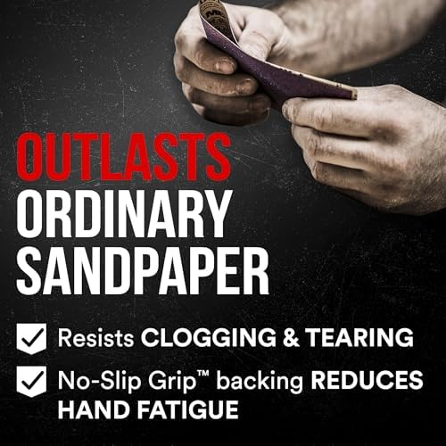 3M Advanced Sandpaper, 20 Sheets, 80 Grit, 3M Pro Grade Precision, No-Slip Grip Backing, 9-in x 11-in, for Sanding on Wet or Dry Surfaces (26080CP-P-G), 2-Pack