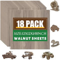 18 Pack Walnut Plywood Sheets 12x12x1/8 Inch,3mm Plywood for Laser Cutting & Engraving,Unfinished Wood for Crafts,Wood Burning,Architectural Models