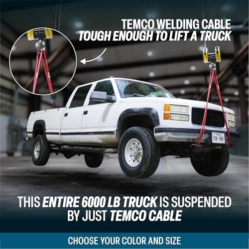 TEMCo 2 Gauge AWG 225 Ft Red Flexible Pure Copper Made in USA Welding Cable Battery Wire - Heavy Duty Solar, Inverter, Car, RV, Truck