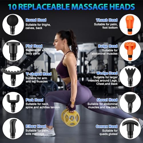TOLOCO Massage Gun, Muscle Massage Gun Deep Tissue for Athletes with 10 Massage Heads, Electric Percussion Massager for Any Pain Relief, Fathers Day Dad Gifts, Silver
