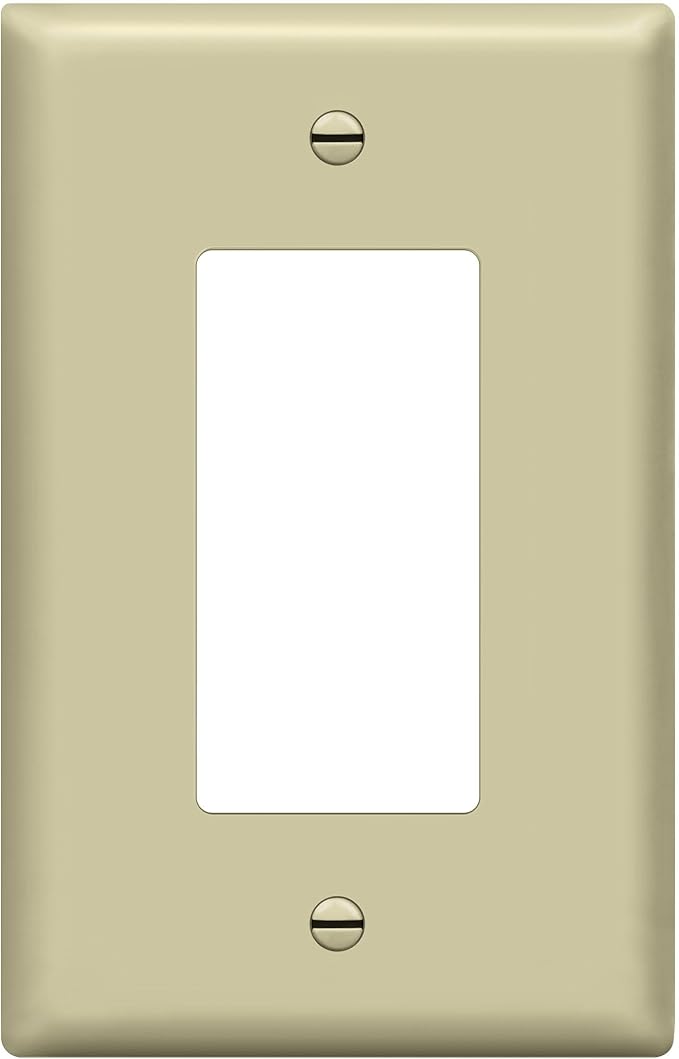 ENERLITES Decorator Light Switch or Receptacle Outlet Wall Plate, Gloss Finish, Midway Size 1-Gang 4.88" x 3.11", Polycarbonate Thermoplastic, UL Listed, 8831M-I, Ivory