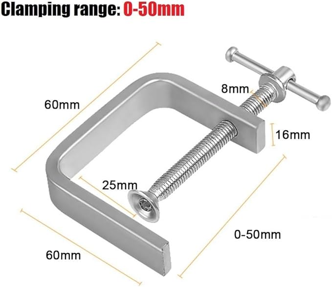 Stainless Steel C Clamps, 0-100 Mm 4 Sizes C Clamp, Heavy Duty Woodworking Clamp With Wide Jaw Openings For Carpentry Woodwork Building Wood, Plastic, Stone, Metal Stable Clamping(0-50mm)