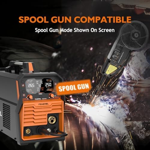 250A Aluminum Pulsed MIG Welder,7 in 1 Gas MIG/Pulse MIG/Flux Core/Stick/Lift TIG/Spot Welding/Spool Gun Compatible Aluminum Welding Machine LED Display 110V/220V Multiprocess Welder