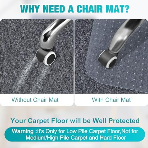 BesWin Office Chair Mat for Carpets, 2 Pack, Clear,Heavy Duty, 48" x 30"