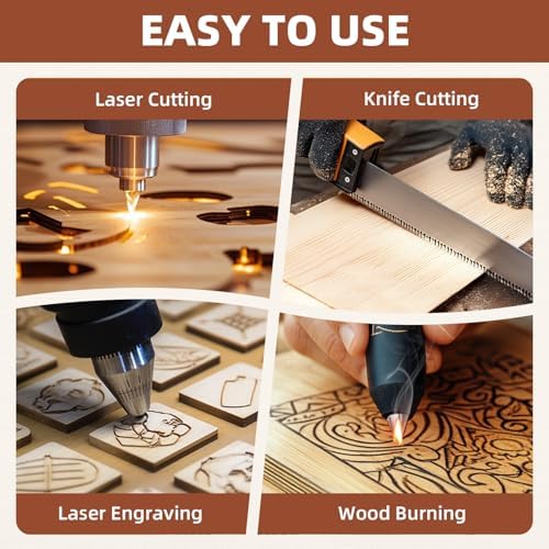 Rowood Plywood Sheets for Laser Cutting, 2 Pack Walnut+Double Pack Maple Sheets+2 Pack Cherry,12x12x1/8inch,3mm Thin Unfinished Wood Crafts for Laser Engraving Blanks,DIY Ornaments Architectural Model