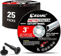 EZARC 25 Pack 3" Cut Off Wheels with 1/4" Mandrel, 3/8" Arbor Metal Cutting