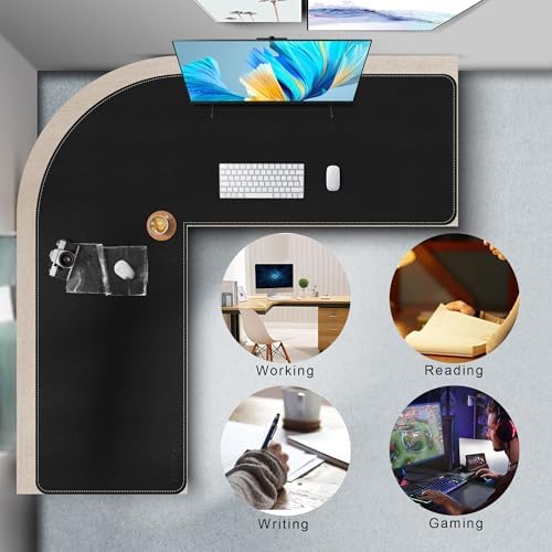 Mydours 61"x61"x20" Extra Large Desk Mat, L-Shaped Mouse Pad Desks, Black