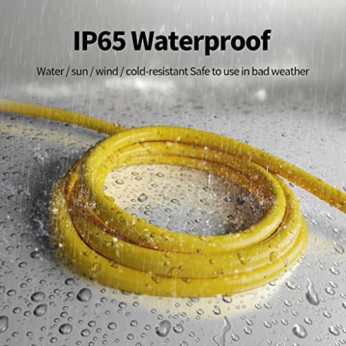 POWGRN 50 ft 12/3 Outdoor Extension Cord Waterproof Heavy Duty with Lighted Indicator End 12 Gauge 3 Prong, Flexible Cold-Resistant Long Power Cord Outside, 15Amp 1875W SJTW Yellow ETL Listed